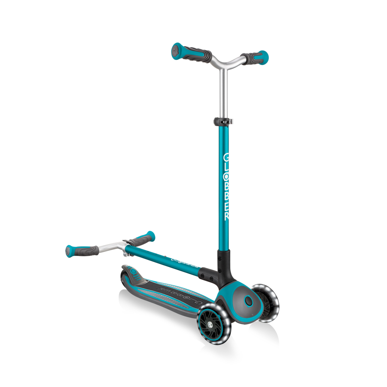 Blue Foldable Scooter With Led Lights