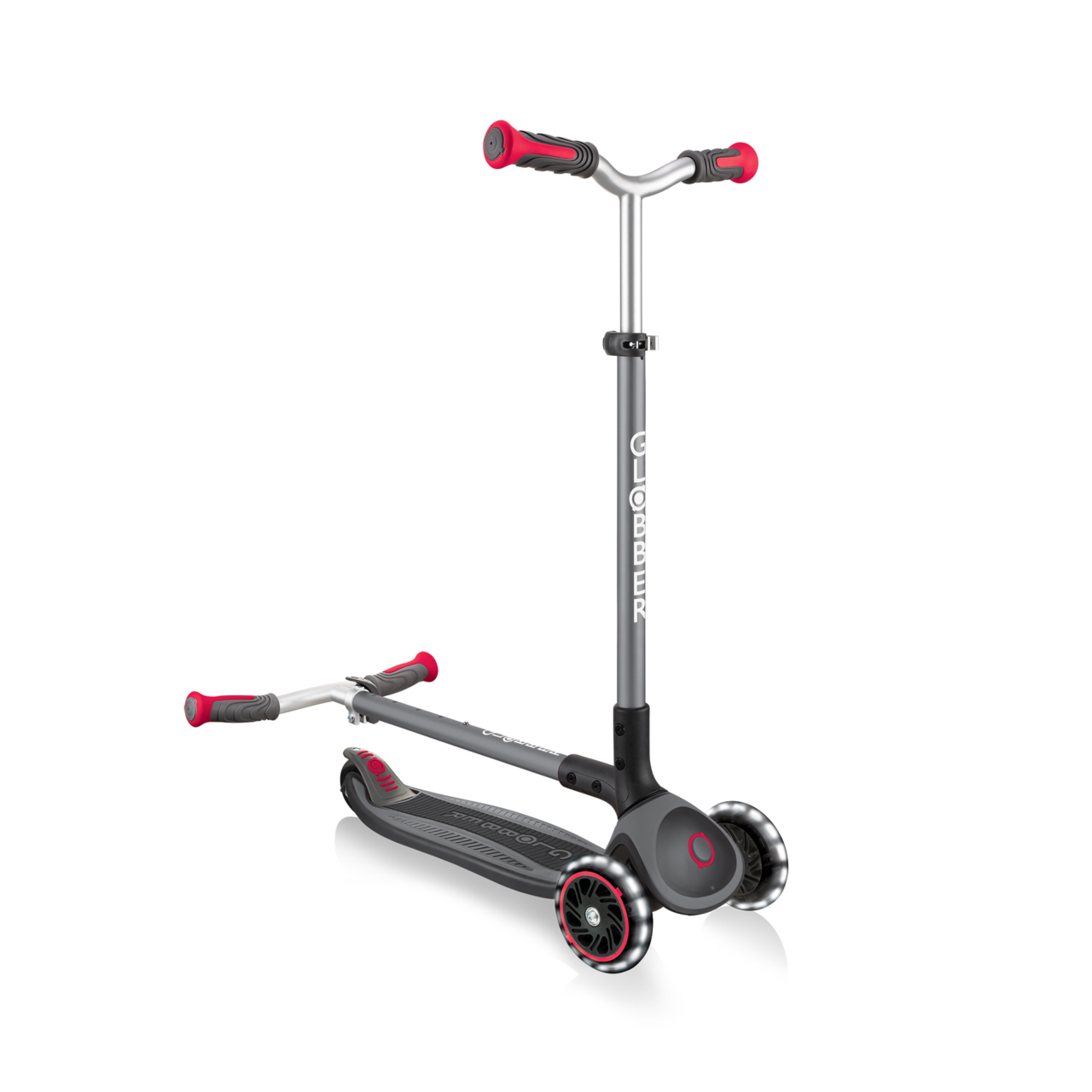 Black Red Foldable Scooter With Led Lights