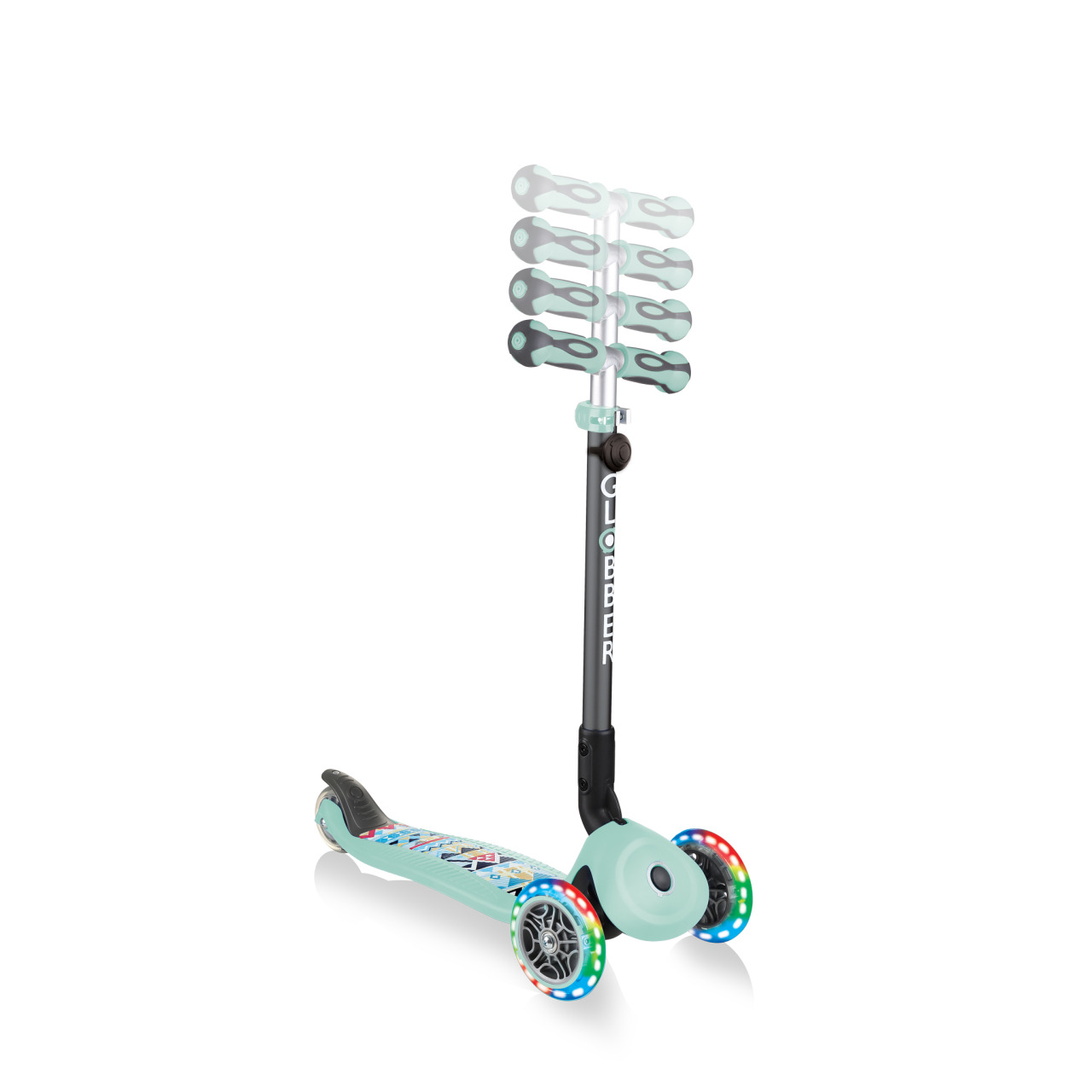 3 Wheel Scooter For Toddlers With Adjustable T Bar Globber GO UP DELUXE FANTASY LIGHTS
