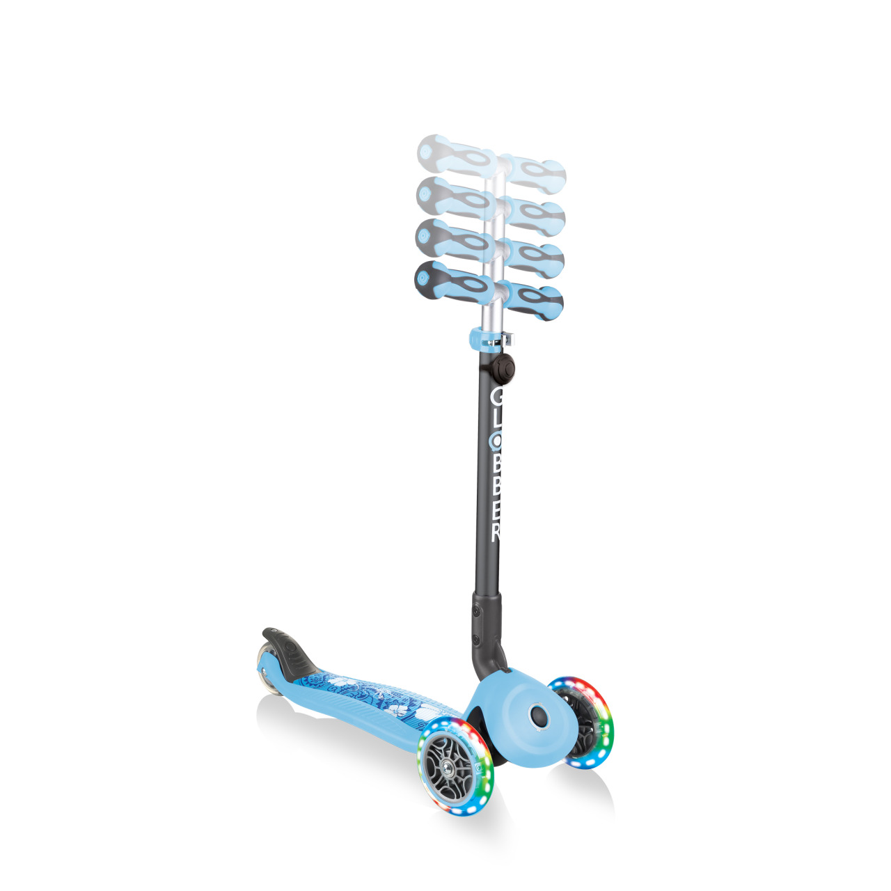 3 Wheel Scooter For Toddlers With Adjustable T Bar Globber GO UP DELUXE FANTASY LIGHTS