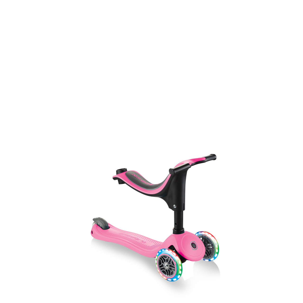 GO UP SPORTY PLUS LIGHTS Scooter With Seat Walking Bike Mode Deep Pink