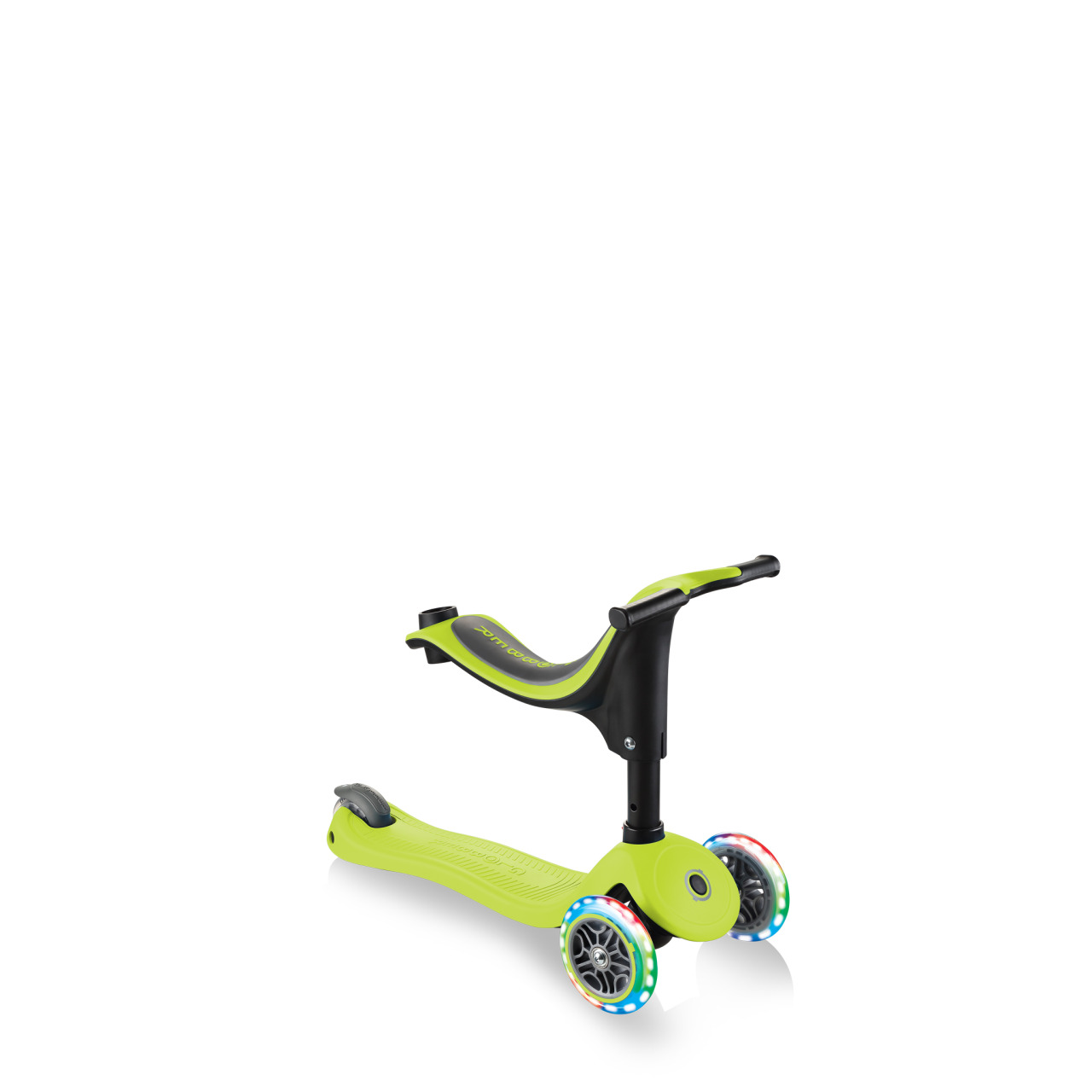 GO UP SPORTY PLUS LIGHTS Scooter With Seat Walking Bike Mode Lime Green