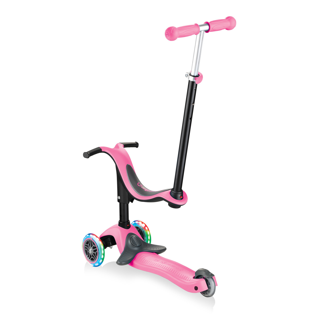 GO UP SPORTY PLUS LIGHTS Scooter With Seat With Removable Footrest Deep Pink