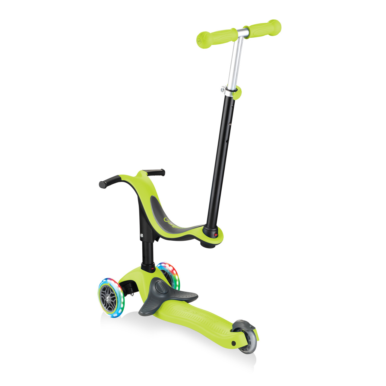 GO UP SPORTY PLUS LIGHTS Scooter With Seat With Removable Footrest Lime Green